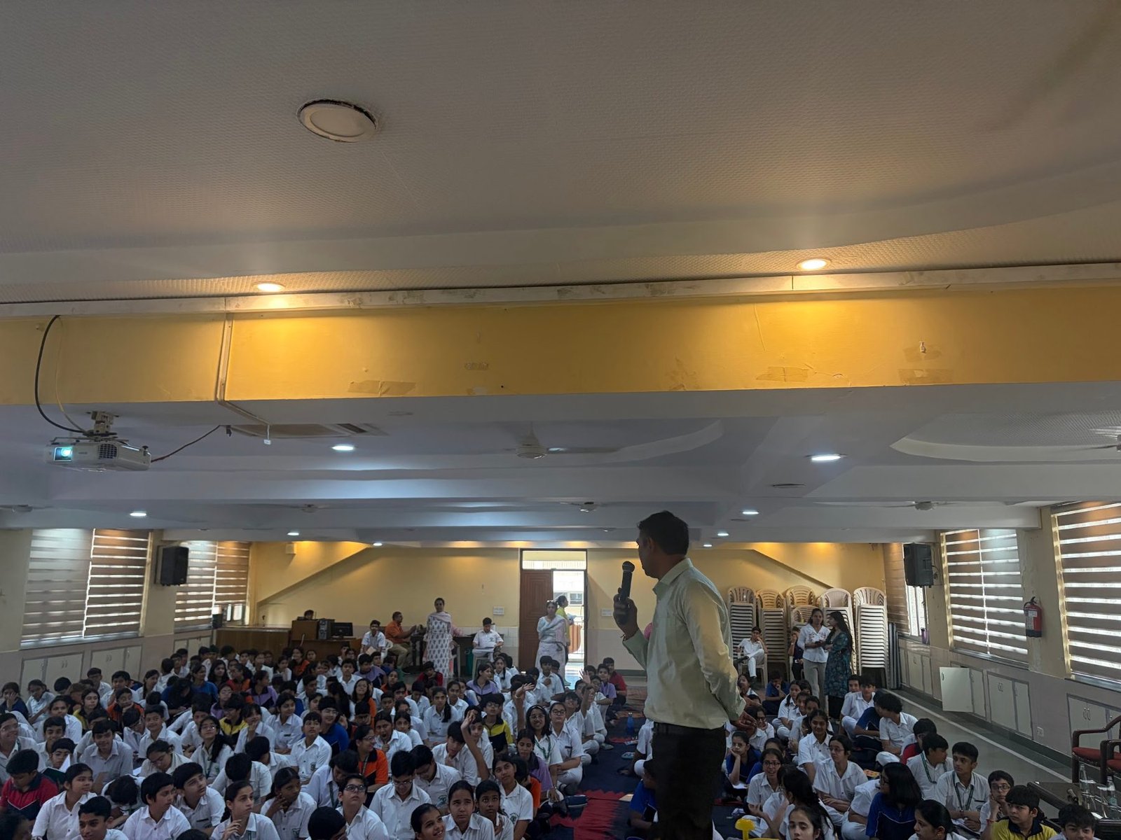 Class VIII students seated for the hydroponics session at DPS Faridabad