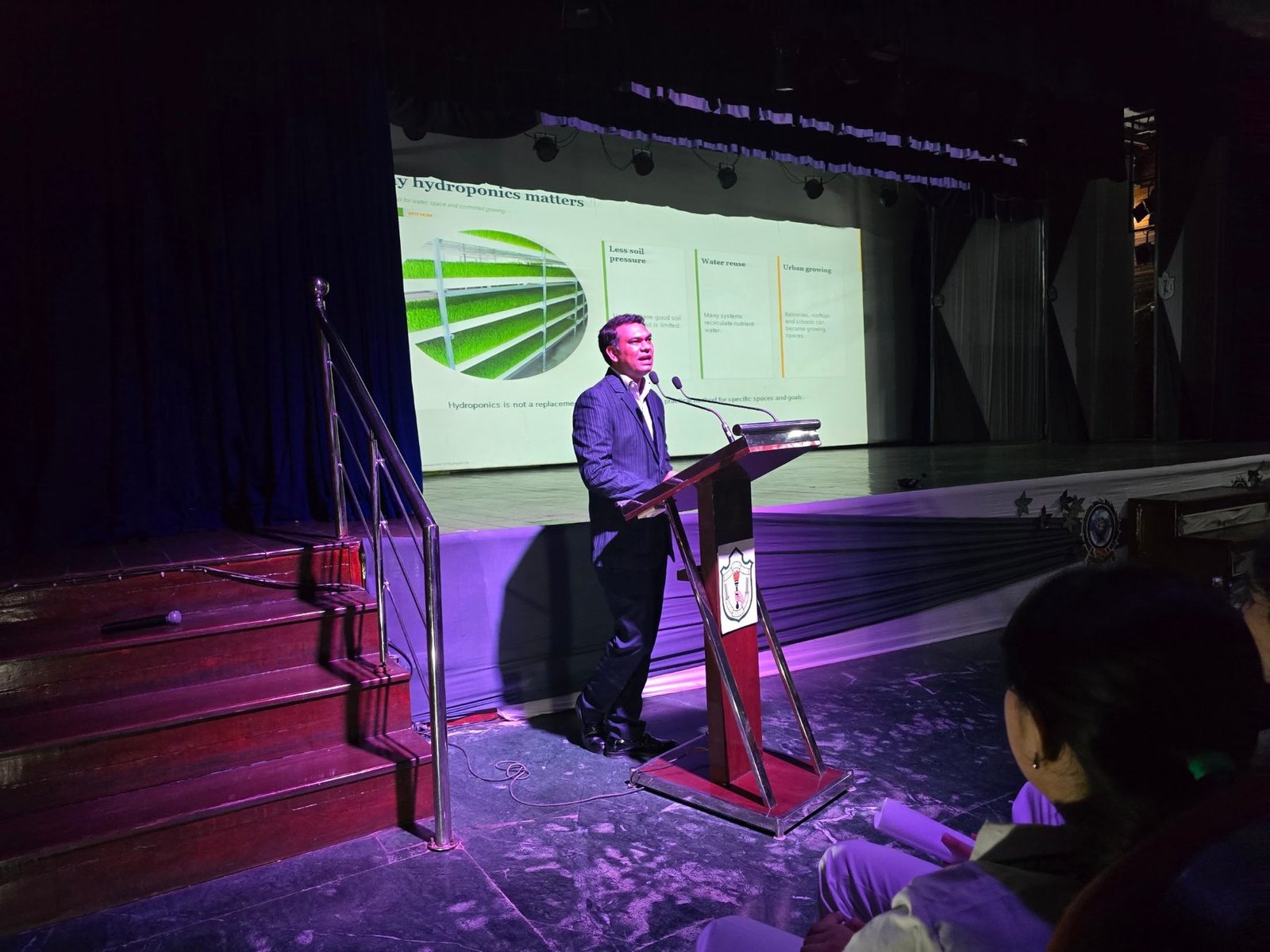 Why hydroponics matters — talk in the DPS Faridabad senior auditorium